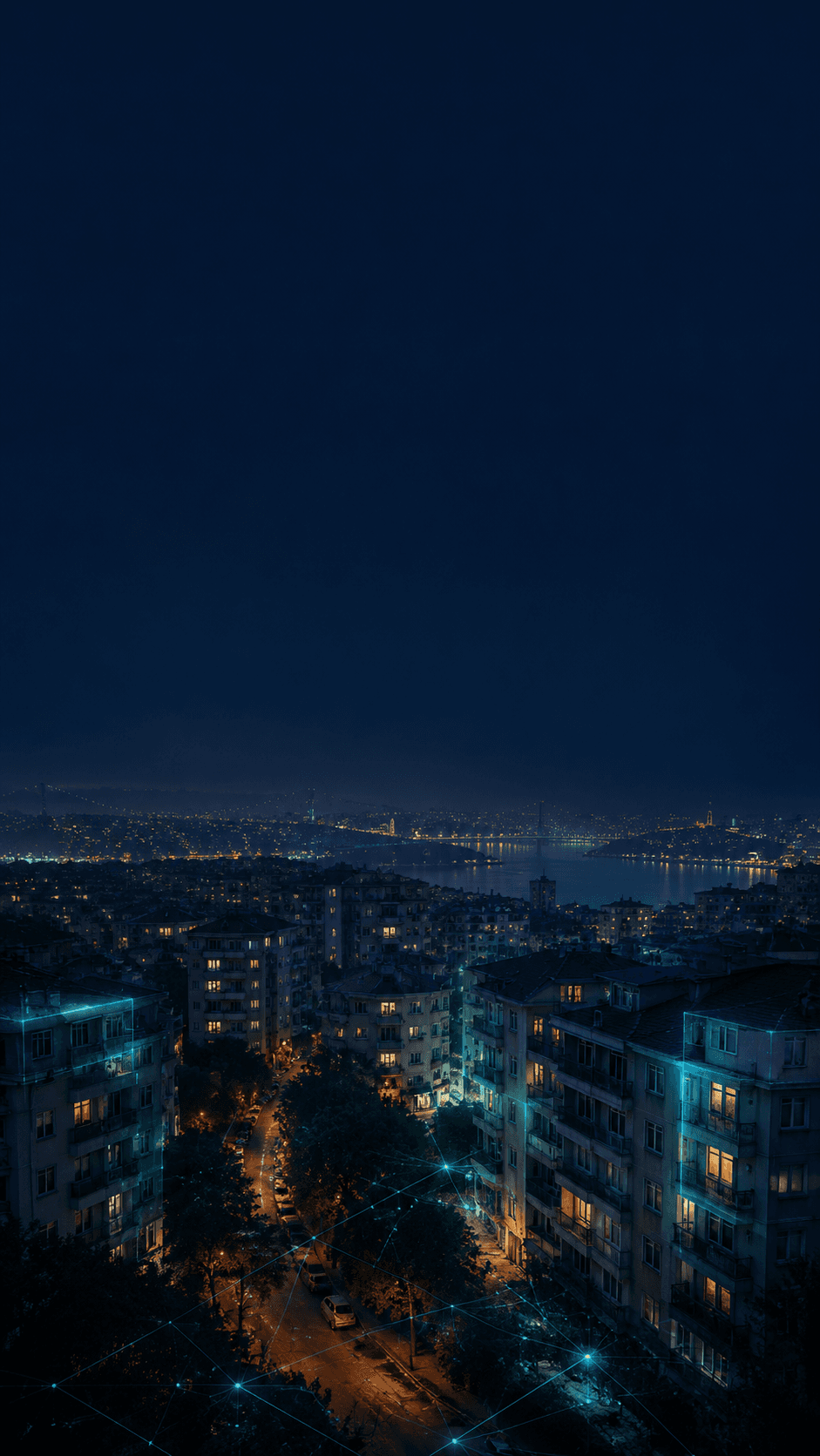 İstanbul Boğaz köprüsü gece panoraması